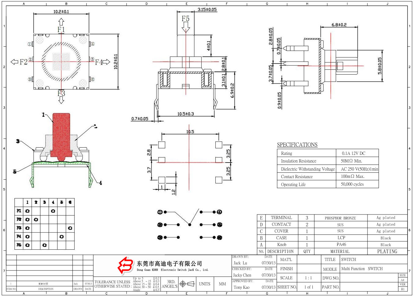 TS-1503   Vertical five-way multi-function switch Vertical five-way multi-function switch Multi-func(图1)